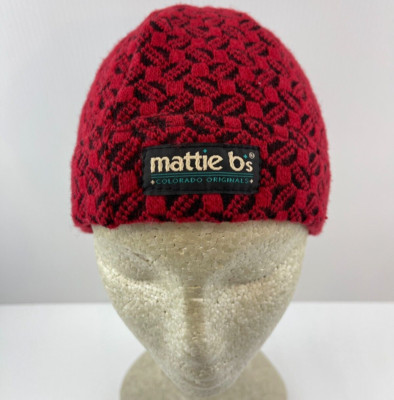 Mattie Bs Colorado Originals Beanie With Tassel Red Black Polyester Ski Winter