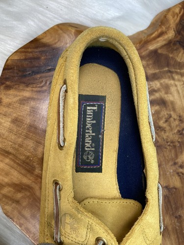Timberland Boat Shoes Deck Loafers Mustard Yellow Suede Mens Size 8.5 M Preppy - Picture 13 of 15
