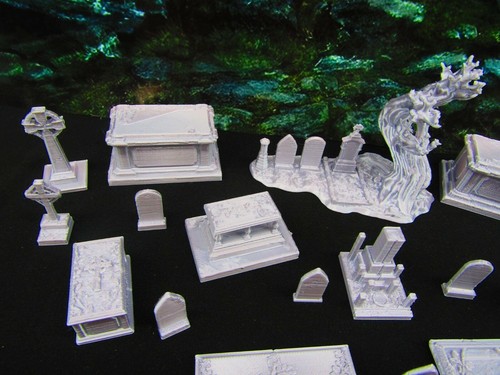 27pc Grave Tombstone Set Graveyard / Cemetery Scatter Terrain Scenery 3D Print - Picture 3 of 6