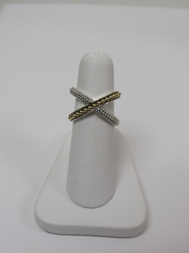 Designer LAGOS Sterling Silver 18K KSL "X" Ring - Picture 1 of 6