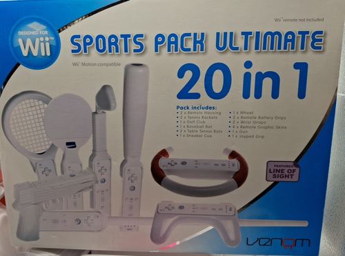 Nintendo Wii Kompatibel Sports Kit 20 in 1 Rad Tennis Snooker Golfschläger S5323