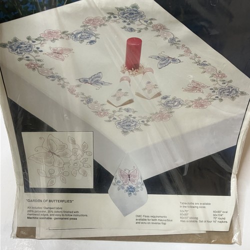 Bucilla Stitchery “Garden of Butterflies" Cross Stitch 4-16” Napkins New Sealed - Picture 5 of 8