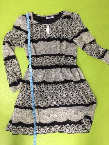 Funky People LT WEIGHT DRESS Dresses Black WHI PRINT OFFICE CASUAL large L - Picture 4 of 10