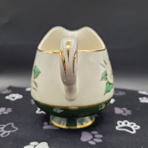 Homer Laughlin Cavalier crema guscio d'uovo finitura oro rosa fiore verde - Foto 4 di 6