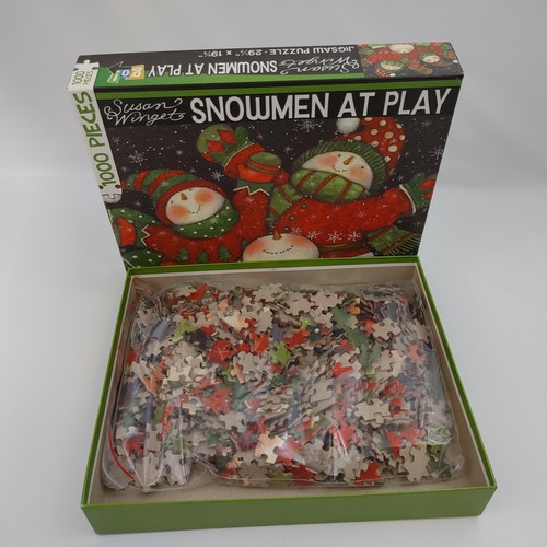 SNOWMEN AT PLAY Susan Winget Jigsaw Puzzle by Go Games 1000 pc. Christmas - Picture 6 of 6