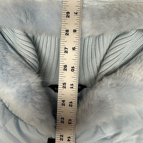 CAROLYN TAYLOR Ice Blue Zip Up Sweater Padded Nylon Jacket Size Large New - Picture 3 of 14