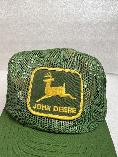 Vintage 80s John Deere All Mesh Trucker Hat SnapBack USA Louisville Mfg Green - Picture 2 of 10