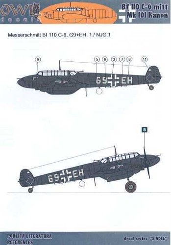Owl Decals 1/72 MESSERSCHMITT Bf-110C-6 with Mk-101 Cannon - Picture 1 of 3