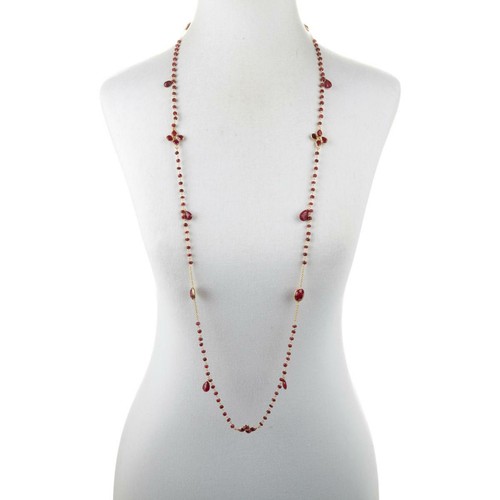Collar Meher's Joyería Vermeil Teñido Rubí Piedra Preciosa 44" Plata Esterlina - Imagen 3 de 3