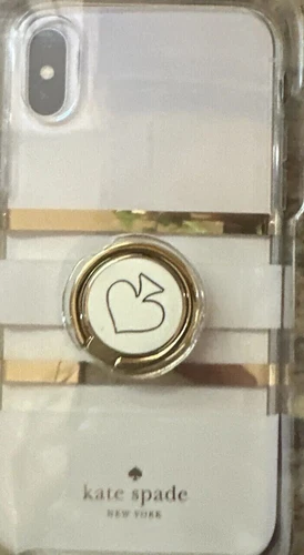 Kate Spade New York-Ring & Protective Hardshell Case For iPhone X &XS White/Gold - Picture 4 of 6