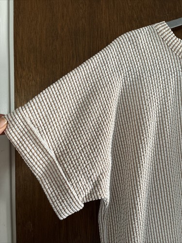 club monaco short sleeve boxy textured striped dress sz xl cotton blend comfy - Picture 4 of 9