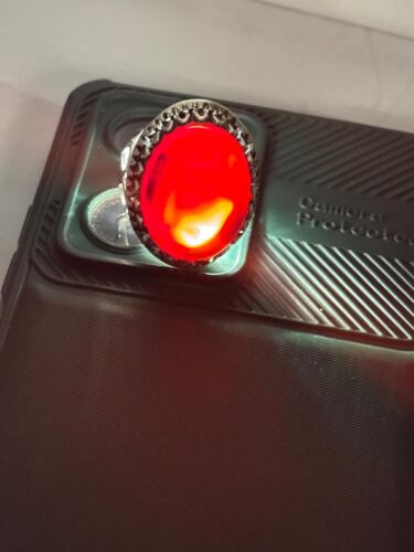 Sterling Splitter natürlicher dunkler Kirsche und Stein Achat jemenitischer Aqeeq Ring fett - Bild 20 von 24