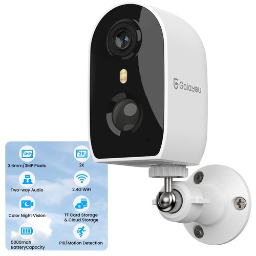 Galayou 2K Wireless Security Camera Outdoor Home Wifi Night Vision AI Detection
