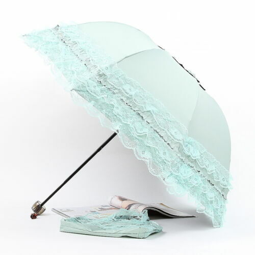 Anti UV Sun Rain Pagoda 3Folding Umbrella Lace Lacework Princess Bridal Wedding - Picture 17 of 18