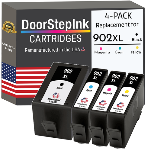 Cartuchos de tinta compatibles DoorStepInk para HP 902XL B C M Y 4 PK-USA - Imagen 1 de 5