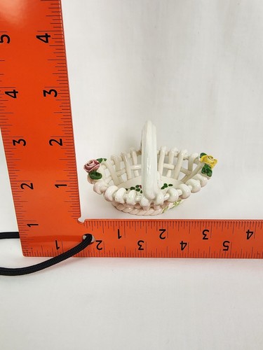 VINTAGE Italian Hand Painted Roses/Floral Porcelain Lattice Basket with Handle - Picture 14 of 18