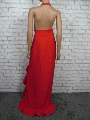 248 $ Lovers + Friends kirschrot Fama Rüschen hoch niedrig Kleid V-Ausschnitt L NEU L965 - Bild 10 von 12