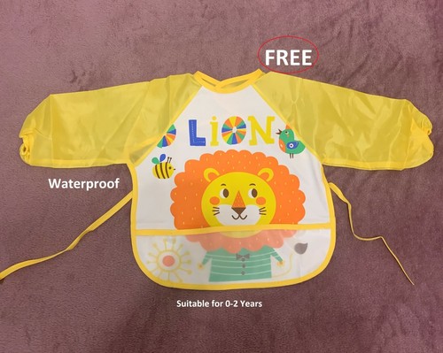 baby bib coverall, full Sleeve, wipe clean, waterproof with Free Sleeve Bib. - Picture 40 of 45