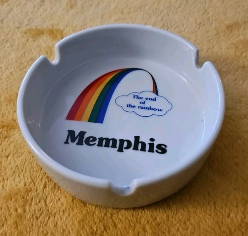 Memphis TN The End Of The Rainbow Ceramic Ashtray Vintage 80s 4.25"