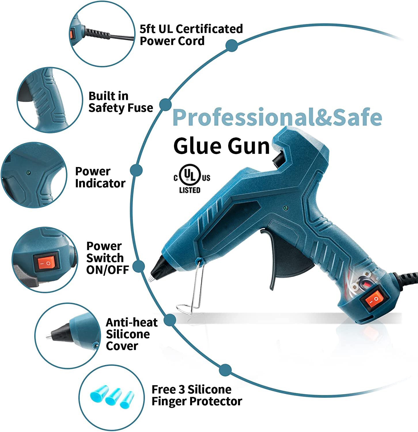 Hot Glue Gun Kit Glue Gun 40 Pcs Glue Sticks Home DIY Arts Finger