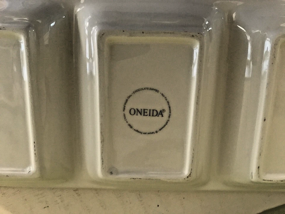 Oneida Ceramic Chocolate Dipped 4 Section Server 18" X 6" Tray - Image 3 of 4