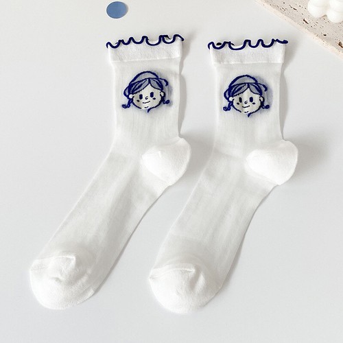 Women Girls one size lovely transparent Summer socks cotton silk soft socks - Picture 8 of 11