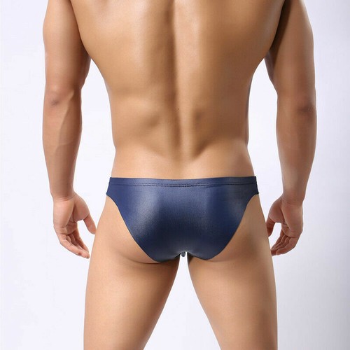 Herren Glänzend Slip Stretch Tanga Unterwäsche Boxer Mini Shorts Lack-Optik - Bild 4 von 8