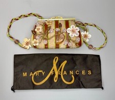    MARY FRANCES FLORAL BEADED HANDBAG PURSE W/ STRAP  BAG   BOHO CHIC VINTAGE