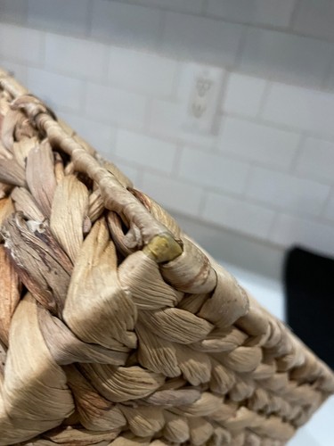 Cesta de jacinto de agua trenzada de colección asas tejidas a mano naturales mimbre rectangular 14 - Imagen 10 de 19