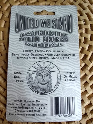 2001 Operation Enduring Freedom 9-11 Hoffman Mint Solid Bronze Patriotic Medal - Picture 3 of 3