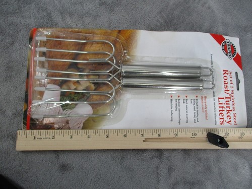 Norpro Roast And Turkey Lifters Stainless Steel Heavy Duty New 2 Sets of 2 - Picture 5 of 12