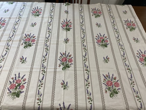 French 100% Cotton Tablecloth Rose Lavender Stripe 45”X 61” Provence 1 - Picture 5 of 9
