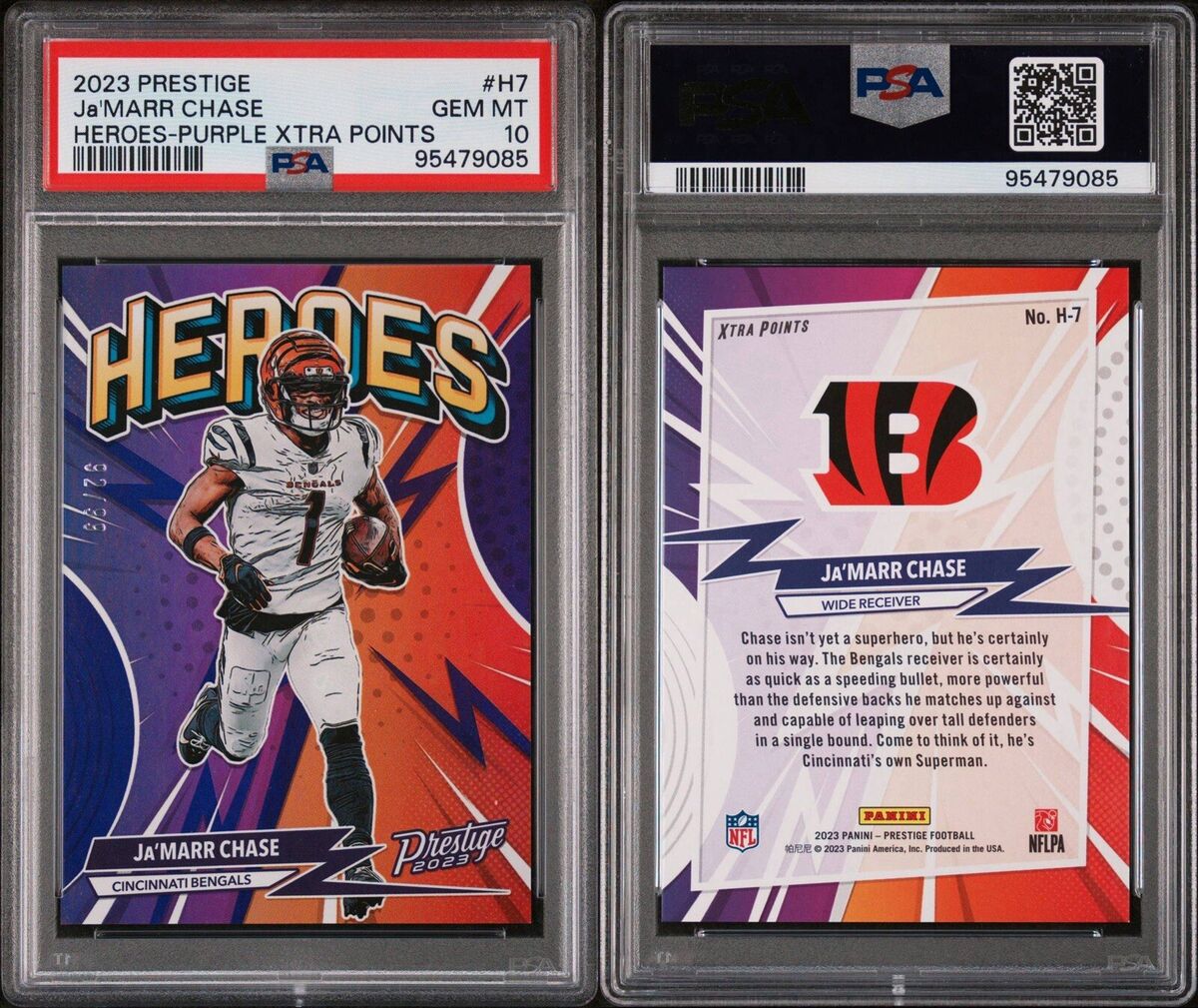 2023 Panini Prestige Ja'Marr Chase Heroes Purple Xtra Points 2023 Panini Prestige Ja'Marr Chase Heroes Purple Xtra Points
