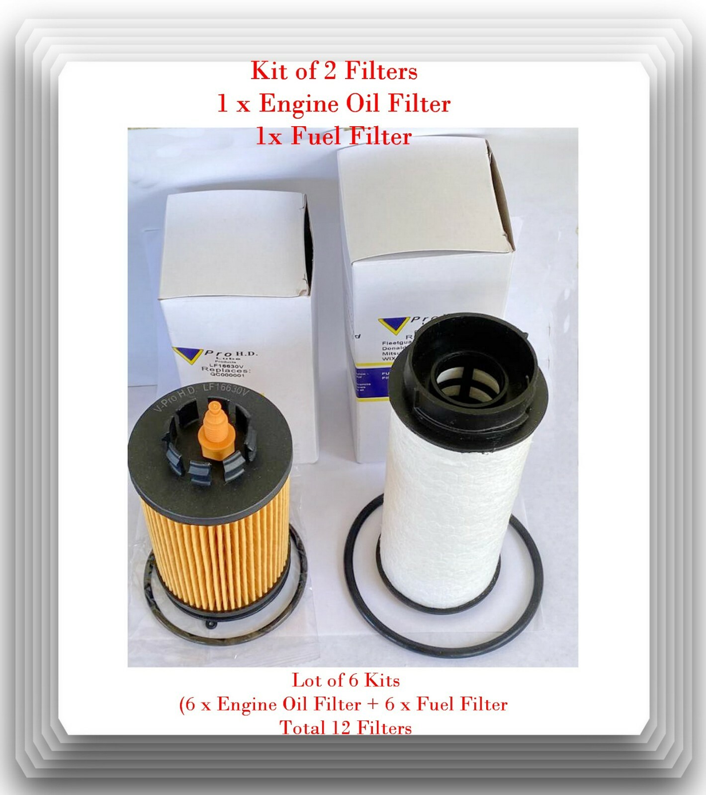 (12 Pcs) 6 x Oil Filter,6x Fuel Filter Fits Fuso Canter FE125 FE160 FE180  FG4X4