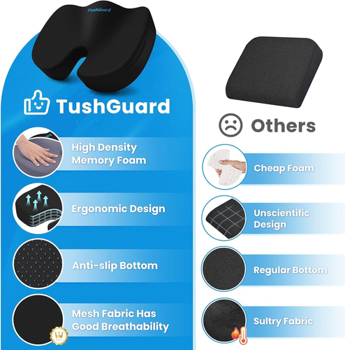 Seat Cushion for Office Chair Memory Foam Non-Slip Cushion Back, Relief Chair Pa - Picture 4 of 12
