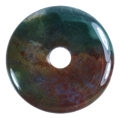 Moosachat Donut Anhänger Edelstein 40 mm Scheibenstein Pi Stein