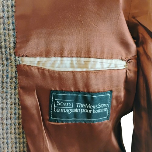Sears Harris Tweed Mens Country Blazer Jacket Brown Size 44L Wool 2 Button Vtg - Picture 12 of 15