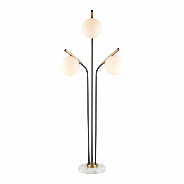 Dimond Lighting D4159 Crooner Floor Lamp Aged Brass Black White Marble For Dimond Lighting D4159 Crooner Floor, Replacement Globes For Floor Lamps