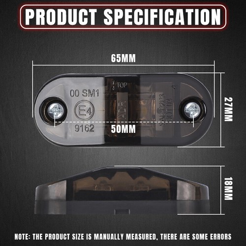 Smoke 2.5" LED Oval Clearance Side Marker Light Truck Trailer RV Amber/Red/White - Foto 5 di 17