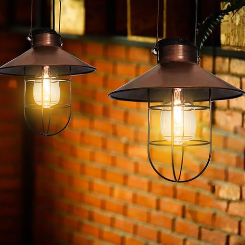 Solar Lantern Hanging Light LED Outdoor Waterproof Yard Patio Garden Decor Lamp - Picture 4 of 11