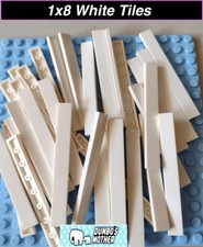 Lego 1x8 White Tile Tiles Building Parts NEW X10
