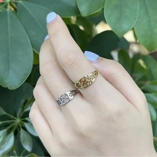 Irish Knot Celtic Star Pentagram Silver Ring Sz 8 - Picture 3 of 3