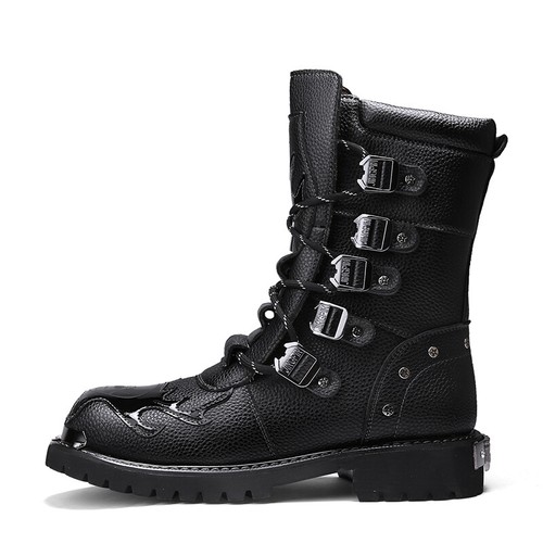 Stivali moda/gotico punk pelle PU uomo stivali cavaliere stivaletti moto38-46 - Foto 5 di 18