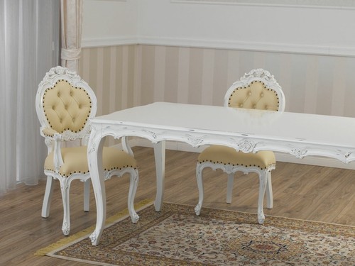 Tavolo Nathalie stile Shabby Chic rettangolare bianco anticato cm 165 x 85 - Foto 4 di 4