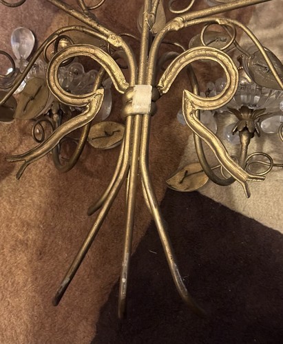 Vintage French Maison Bagues Crystal Leaf Mount Sconce Wall Candle Lamp Light - Picture 16 of 16