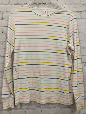 Target Womens Small Pullover Top Cream Multicolor Stripe Long Sleeve Cotton NWT