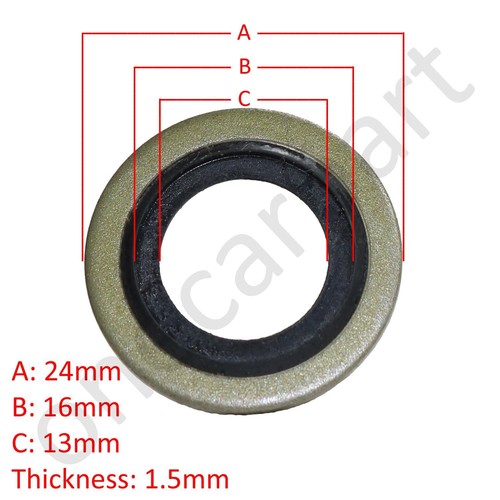 50x Ölablassschrauben Scheibe Dichtung 24 x 16 mm für Citroen C5, C6, C8, ab 2001 - Bild 2 von 2