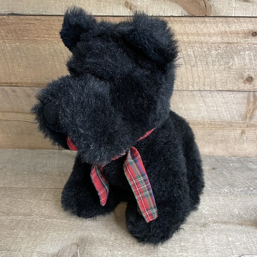 Prestige Toy Corp Scottish Terrier Black Dog Plush Red Plaid Bow Stuffed Animal - Picture 3 of 12
