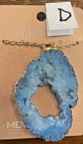 Halskette mit blauem Geodenquarz mit Goldrand Neu mit Etikett - Bild 5 von 6