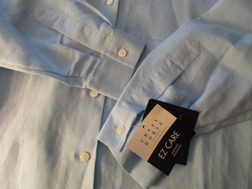 NWT! Crazy Horse by Liz Claiborne Button Up Tunic Top Shirt Size 1 Light Blue - Picture 5 of 10